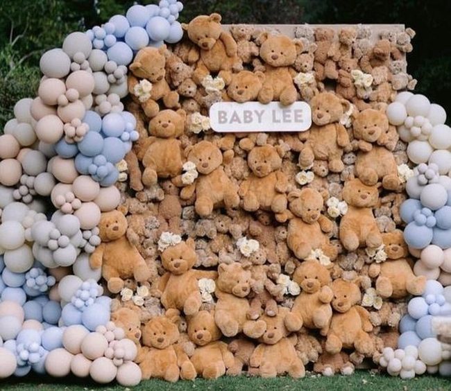 Teddy Bear Baby Backdrop Blue
