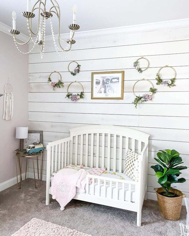 White Shiplap With Vintage Florals