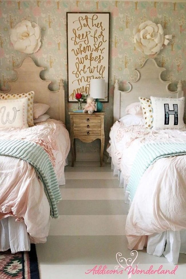 Twin Bedrooms With Hanging Garden Flowers