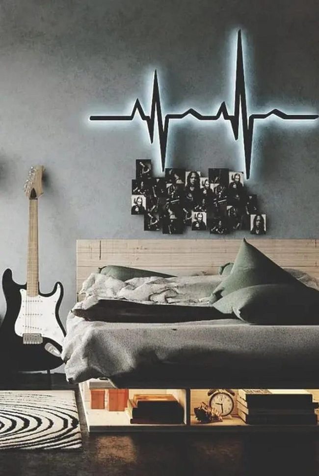 Black Guitar Neon Bedroom