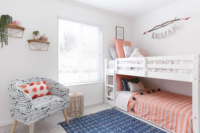 Blue And Peach Teen Bedroom