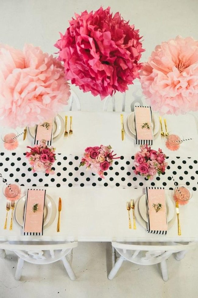 Pink Pom-Poms And Polka Dots