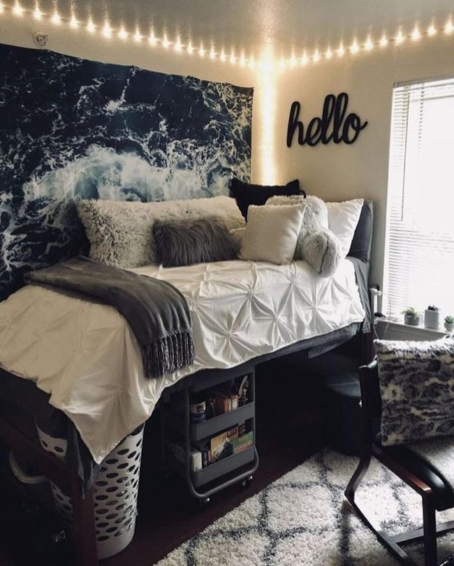 Dark Wood Ocean Wave Bedroom