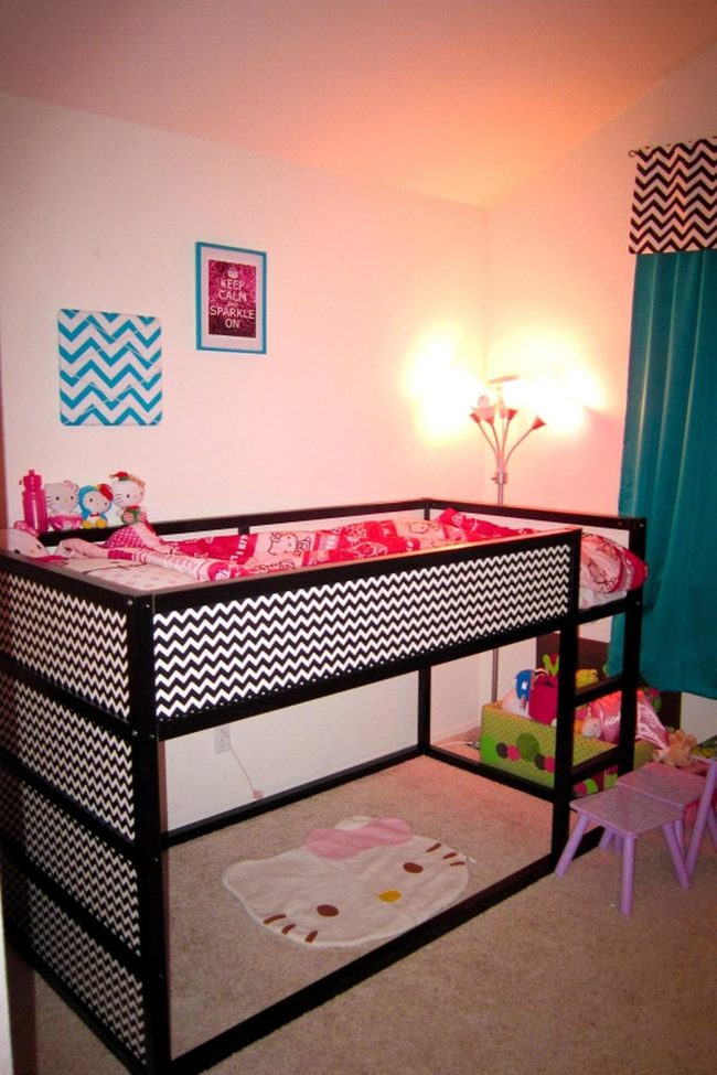 Black Zigzag Loft Bed Frame