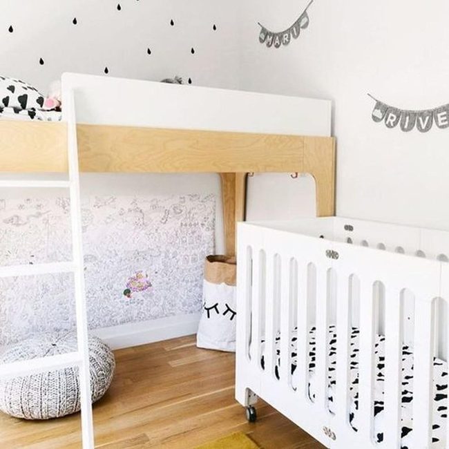 White Crib With Black Teardrop Accents