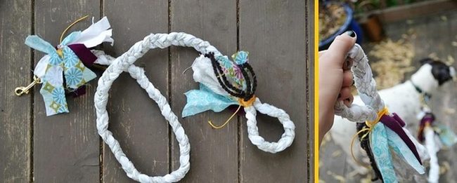 Braided White Fabric Dog Leashes