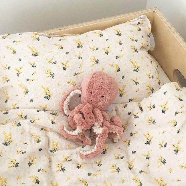 Yellow Floral Bedding With Pink Octopus