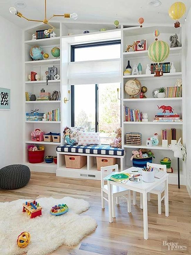 Rainbow Books And White Shelves