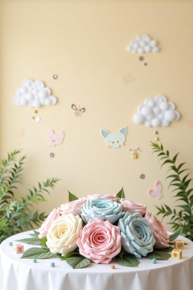 Cotton Rolled Flower Centerpieces