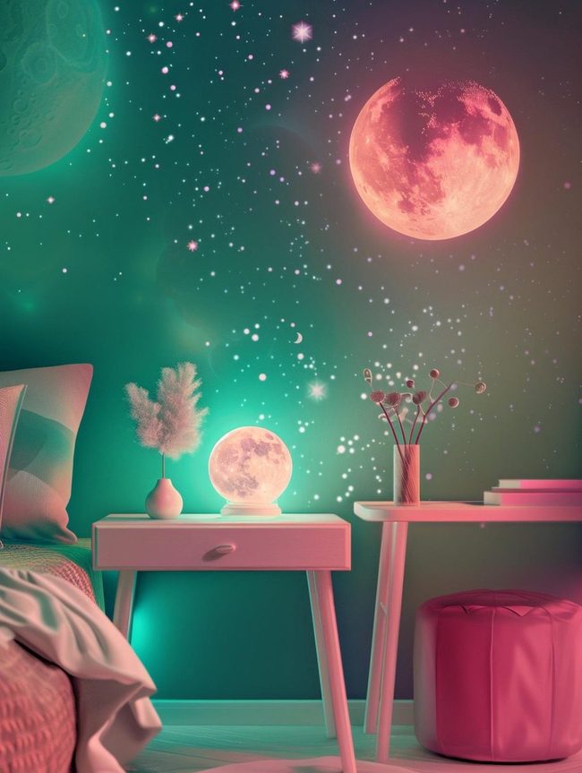 Deep Purple Galaxy Theme Wall Design