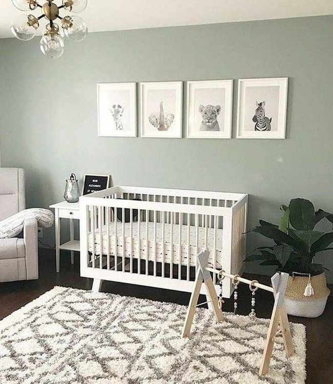 Green Nursery, White Crib Foundation