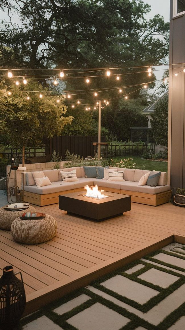 Composite Deck with Firepit Gathering