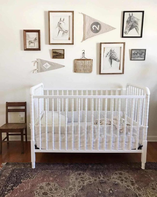 Equestrian Sketches, Spindle White Crib