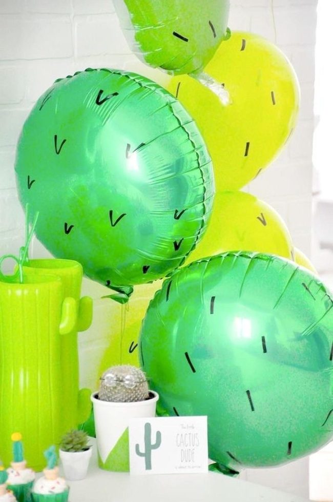 Green Balloon Cactus Display