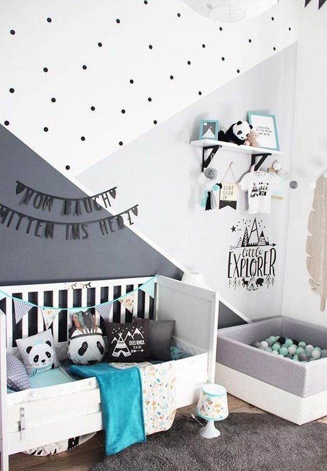 Black, White, And Teal Nursery