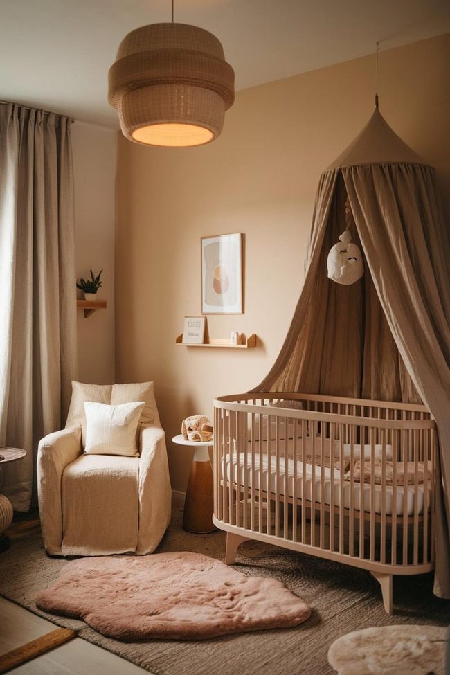 Beige Linen Canopy Nursery