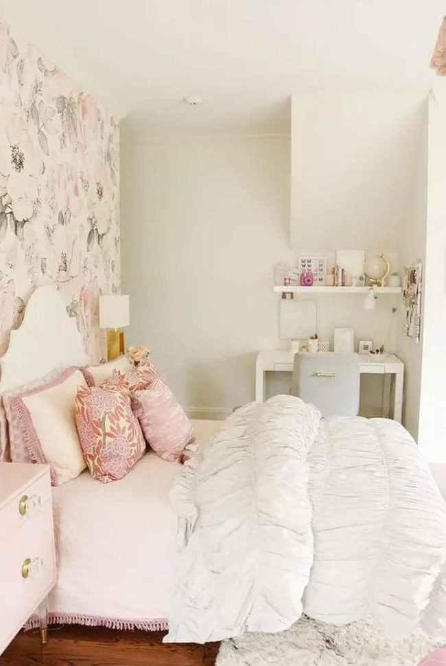 Soft Pink Floral Bedroom