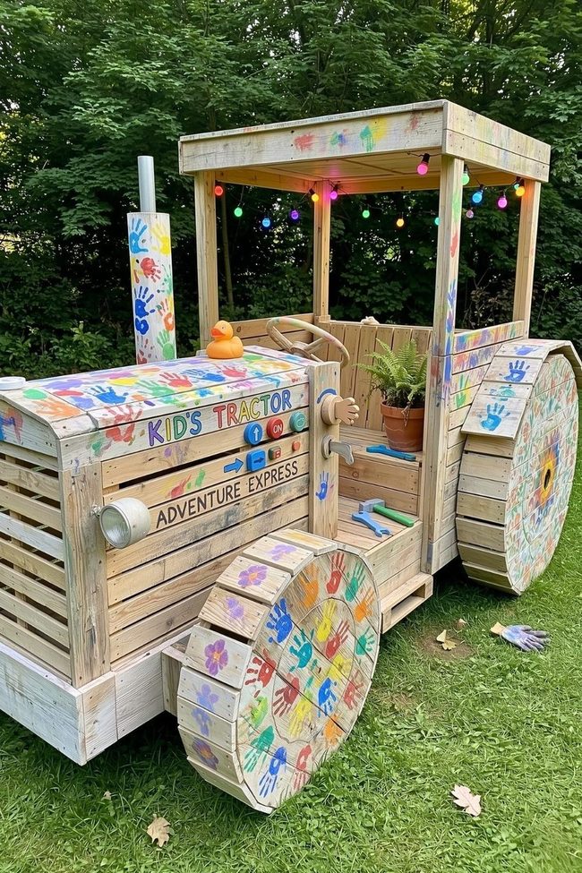 Elevated Rustic Timber Pallet Playhouse