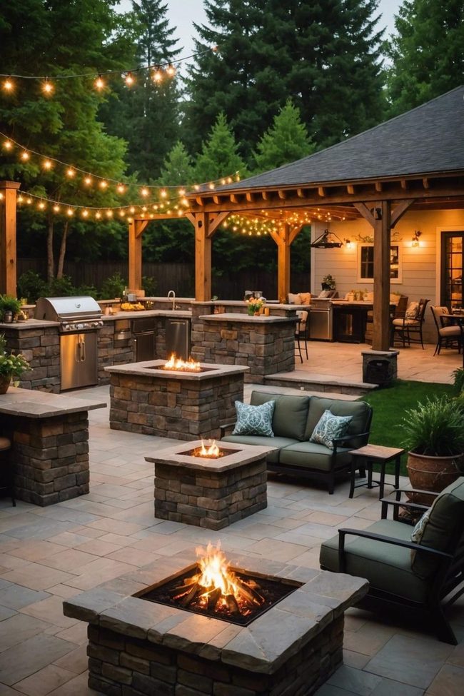Backyard Cooking and Fireplace Station