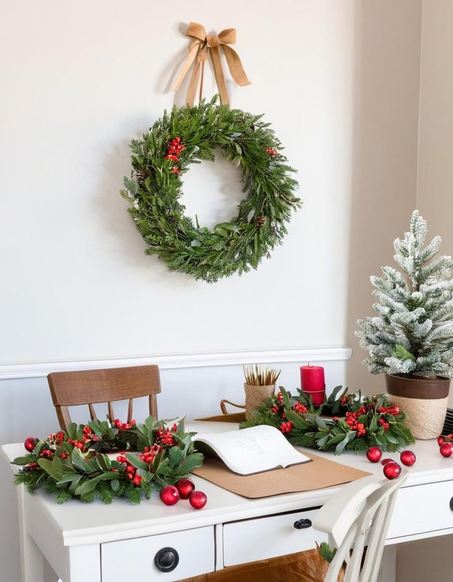 Green Holly Red Berries Festive
