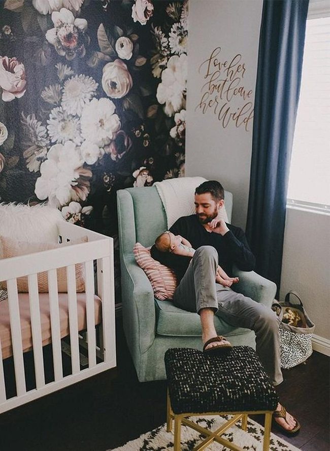 Dark Floral Gold Message Nursery