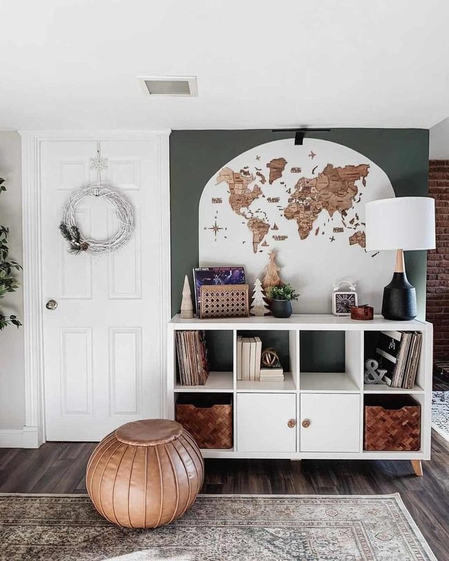 Dark Green Walls, Wooden Storage Wonder