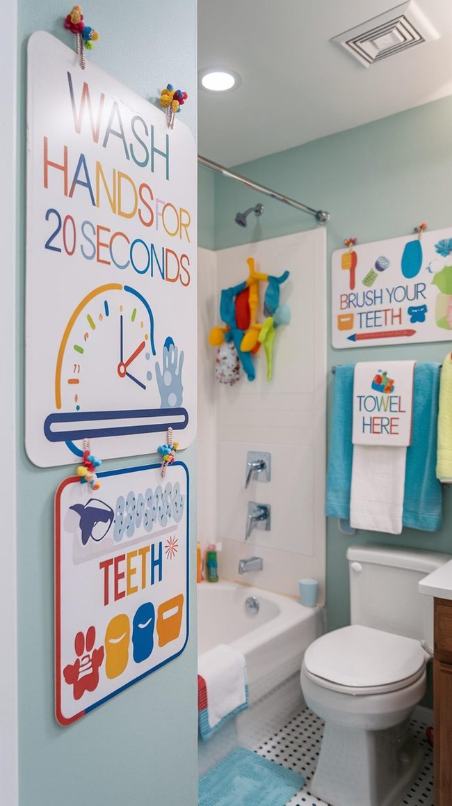 Colorful Bathroom Task Charts for Kids