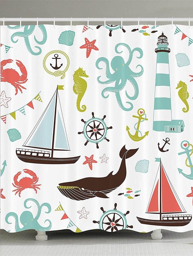 Waterproof Lighthouse Sailboat Curtains