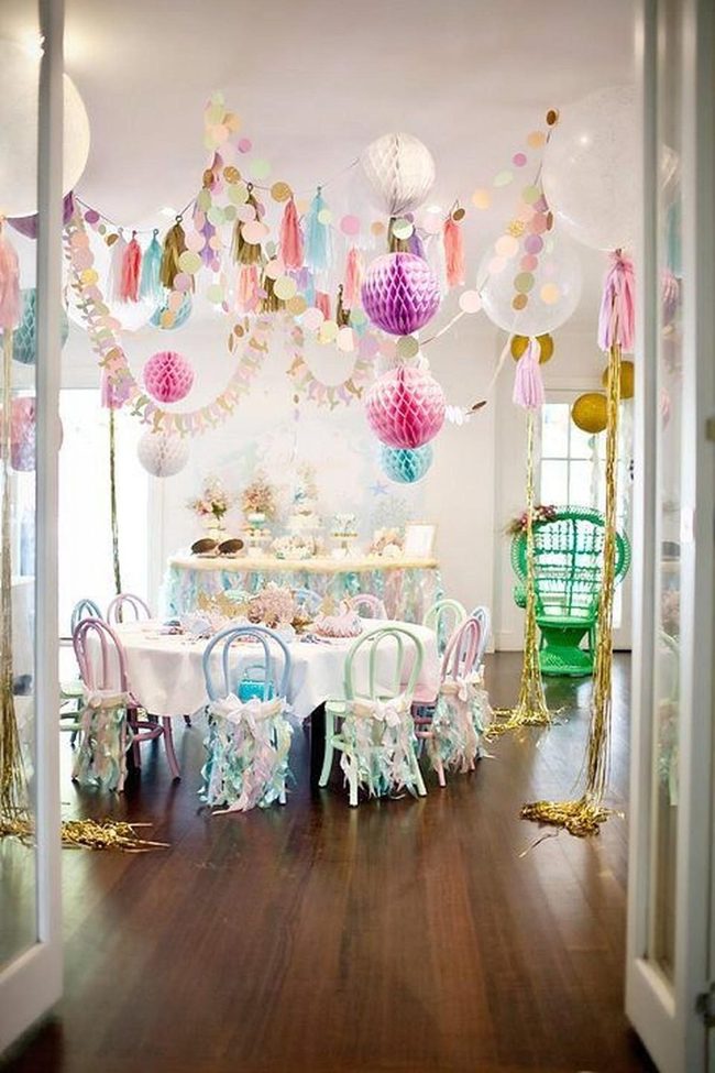 Pastel Paper Balls Overhead