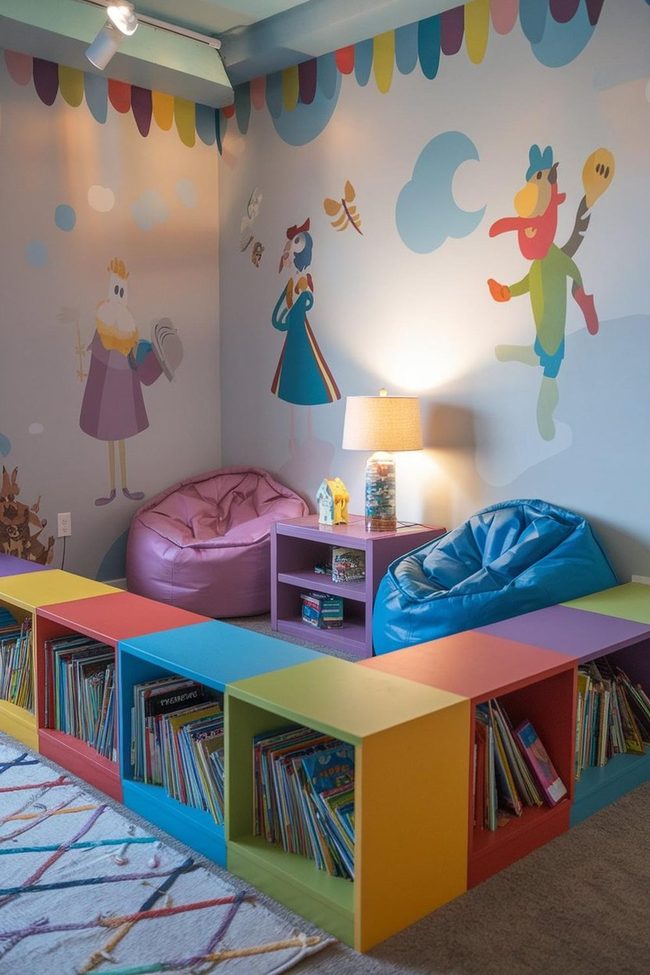 Wooden Shelves Seat Combination