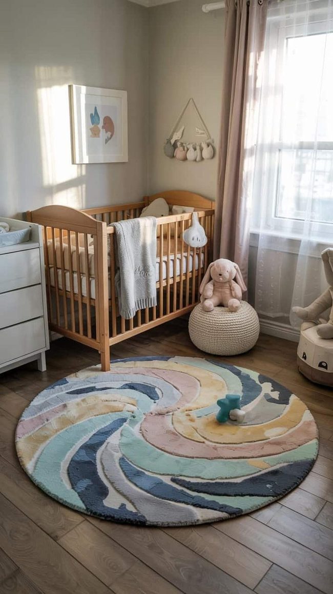 Patterned Rug Defines Baby Zone