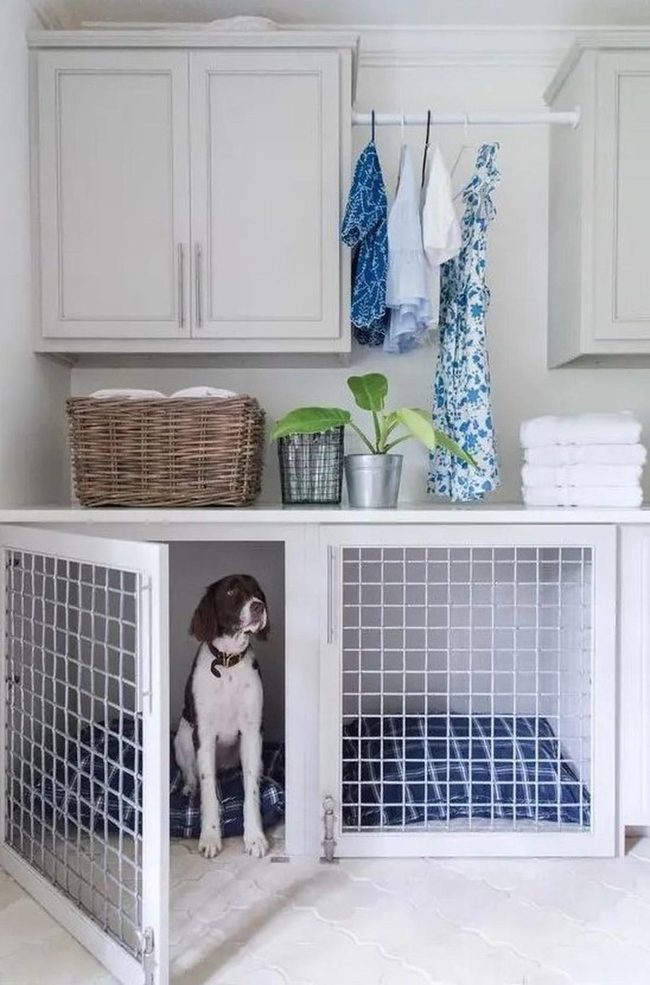 Blue And White Laundry Pet Station