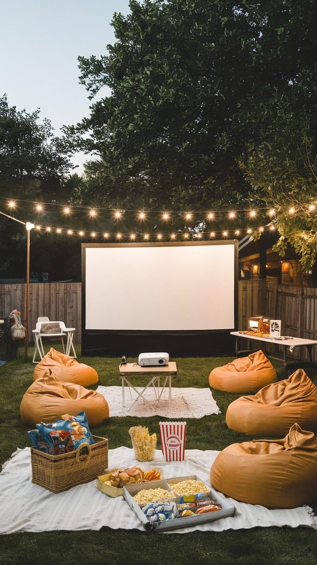 White Sheet Backyard Cinema