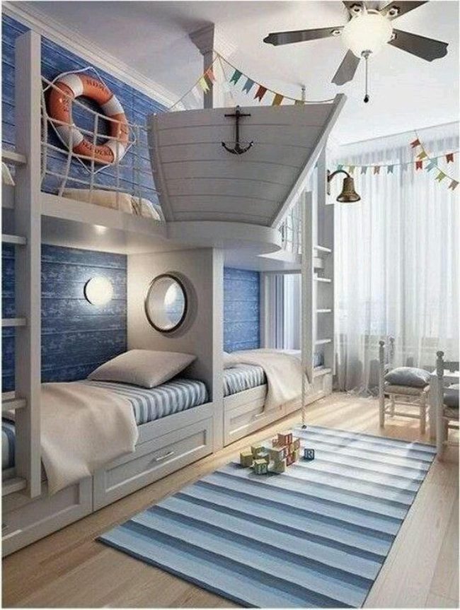 Blue Boat Beds For Kids