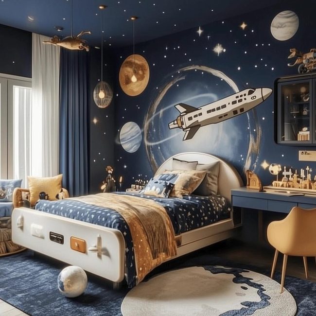Deep Blue Cosmic Child'S Boudoir
