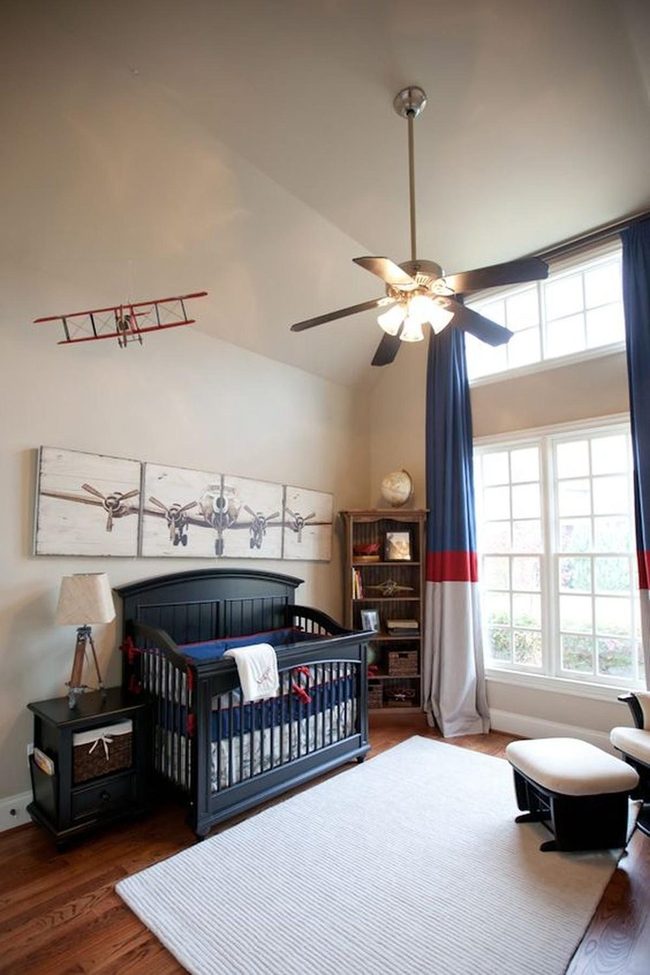 Blue and Red Airplane Nursery