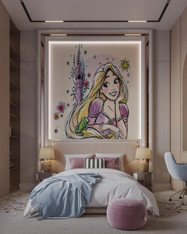 Rapunzel Mural Pastel Bedroom