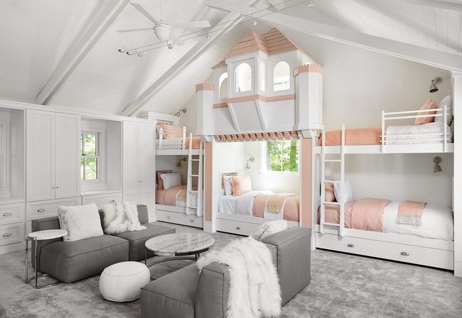 Blush Pink Castle Bed Canopy