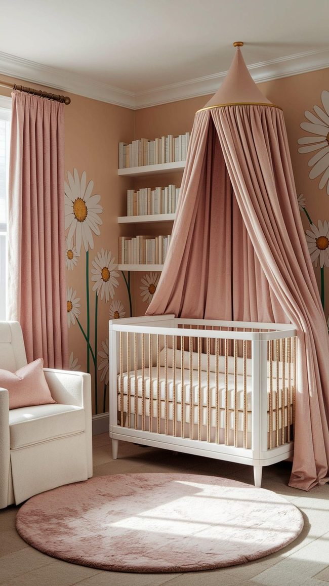 Soft Pink Nursery With Floral Charm
