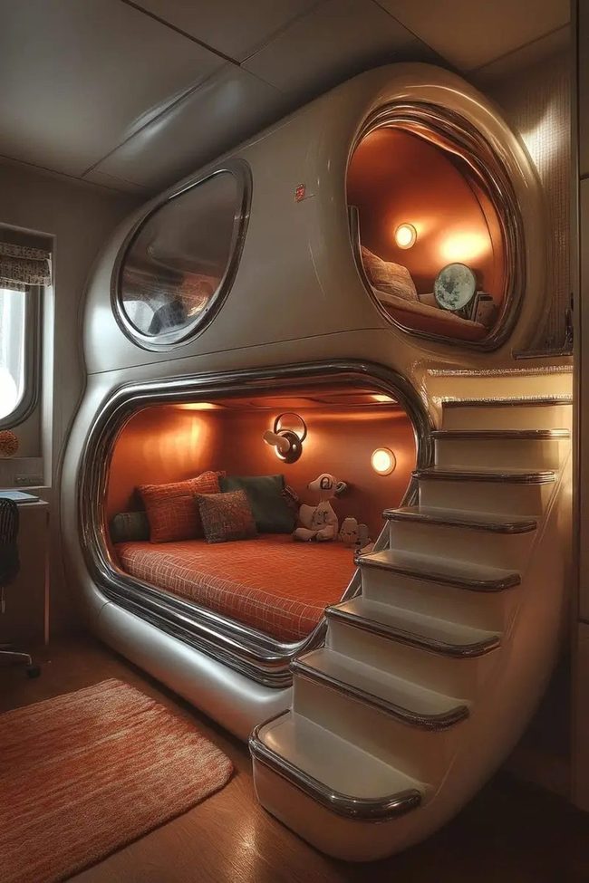 Stacked Metallic Sleep Pods