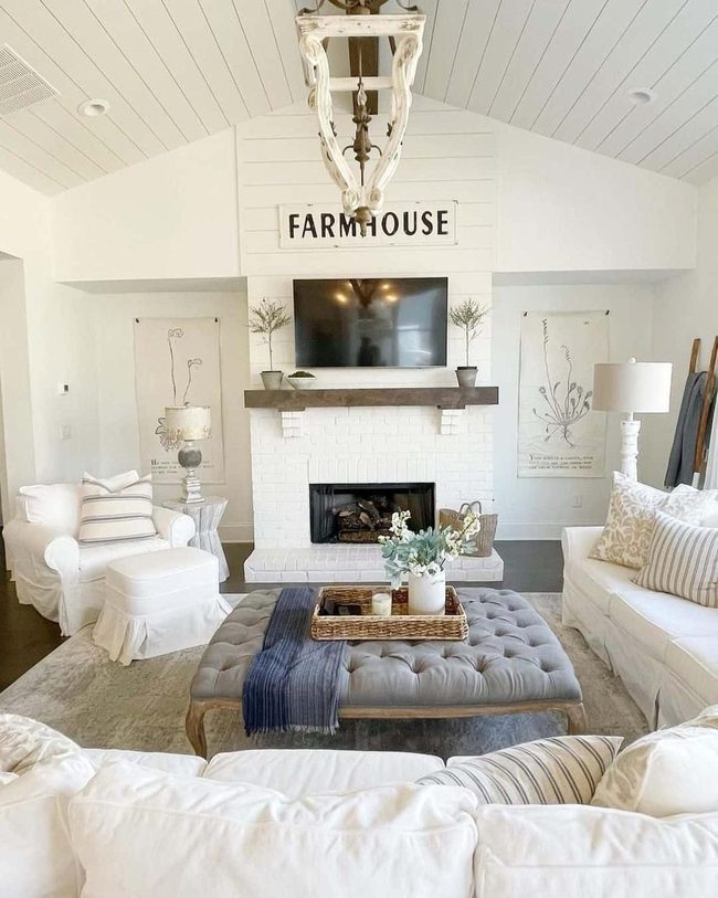 Shiplap Ceiling Rustic Chandelier Glow