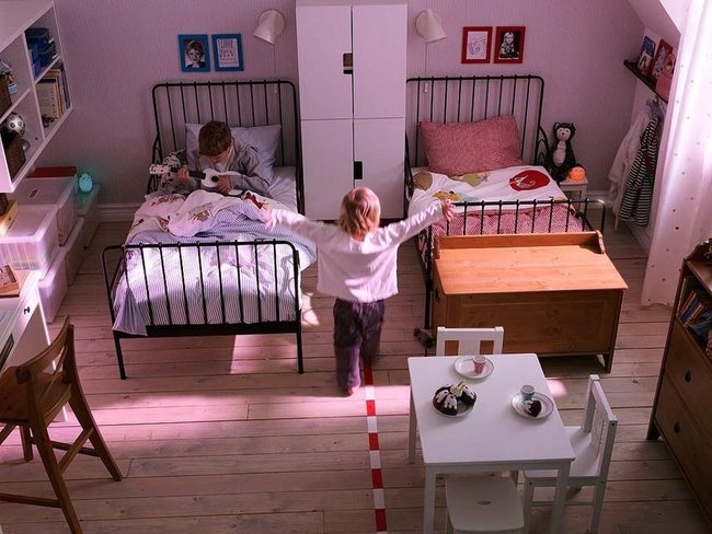Black Metal Twin Beds Pink Room