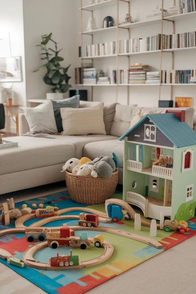 Colorful Rug Defines Kids Corner