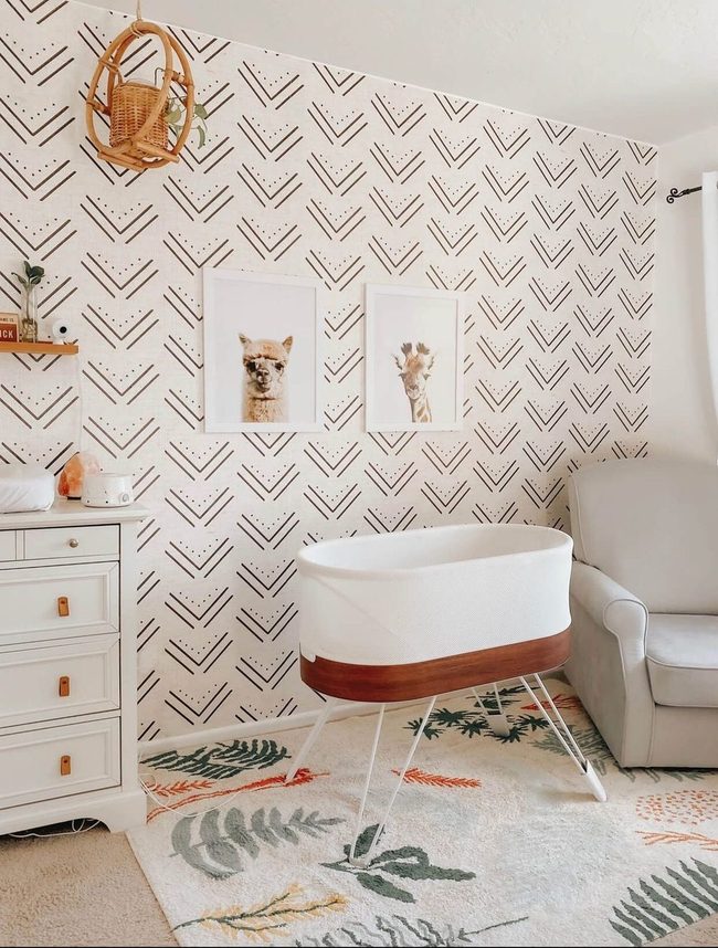 Rattan And Animal Portraits Baby Room