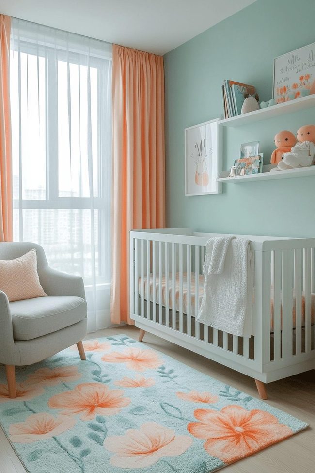 Diffused Mint Baby Girl Nursery