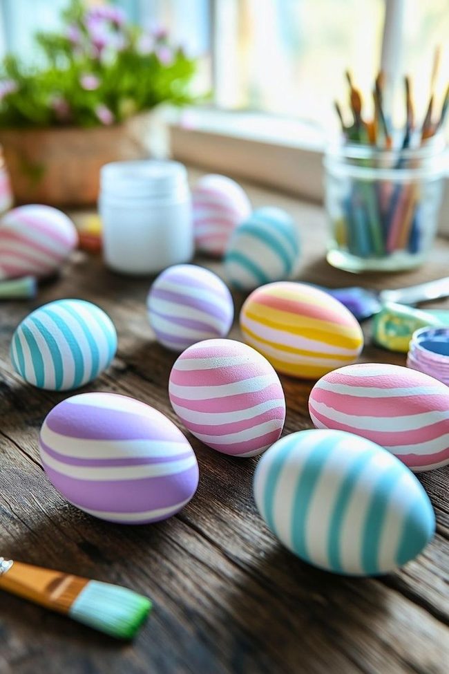 Candy-Colored Candy Stripe Holiday Eggs