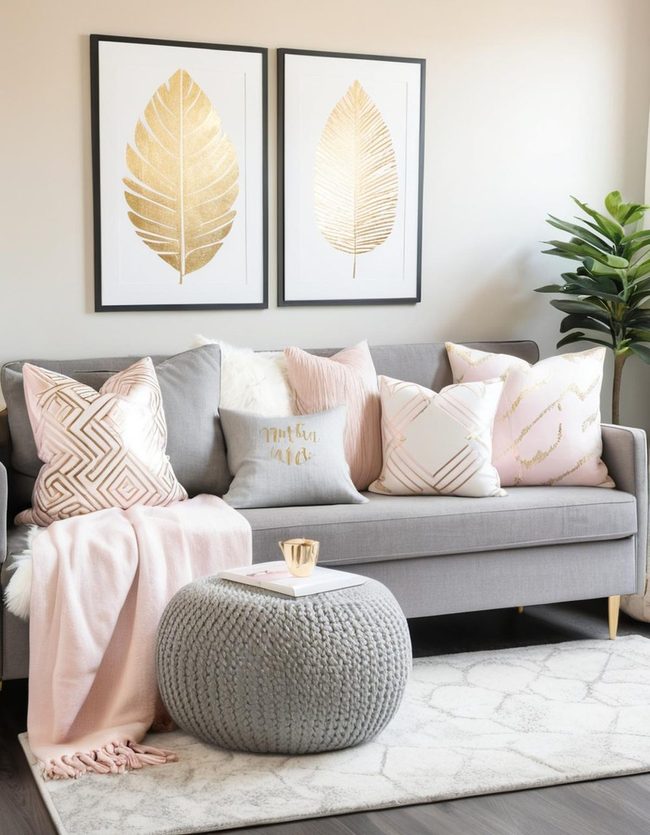 Pink Accents Meet Neutral Walls