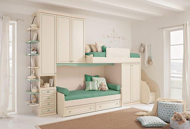 Cream And Green Multipurpose Bedroom