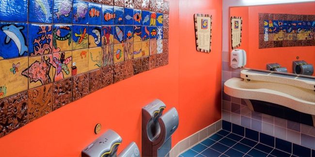 Colorful Mural Bathroom Walls