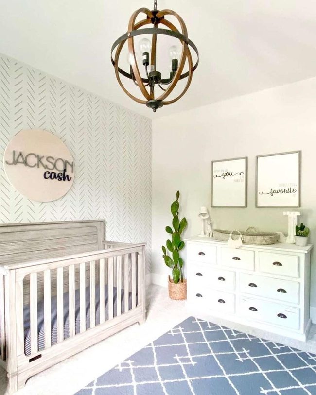 Diagonal Print Blue Nursery